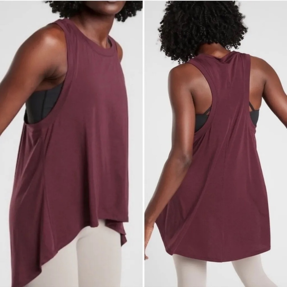 Athleta Essence Relaxed High Low Tank size M antique burgundy